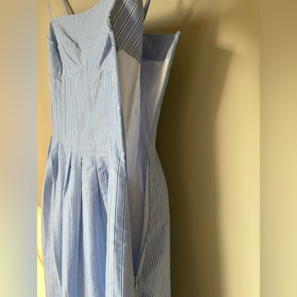 NEW SIMKHAI Kittiya Cotton Midi Dress in Harbour Blue Stripe | US 2 UK 6 - Picture 10 of 14